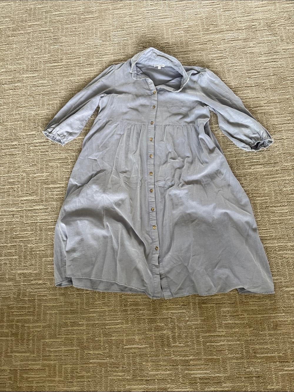 Baltic Born Light Gray Button-Front Long Sleeve Dress